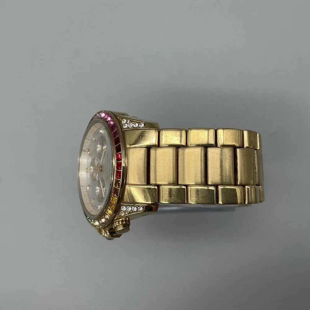 Juicy Couture Stella Womens Watch 40mm Gold Tone Rainbow Crystal New Battery 7
